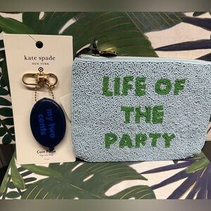 Kate Spade Target “Life of the Party" Beaded Pouch w My Two Cents coin purse NWT